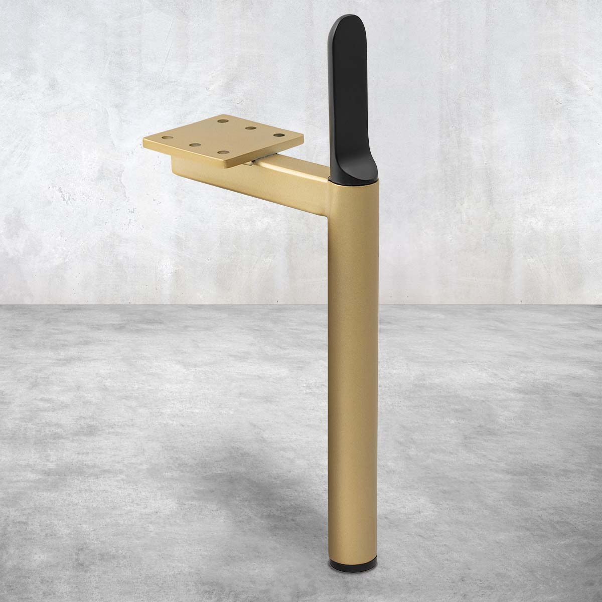 8" Matte Black and Brushed Brass Round Post Legs (Set of 4)