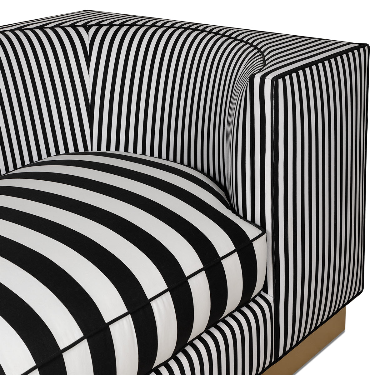 Goldfinger Loveseat Sofa in Black and White Stripes