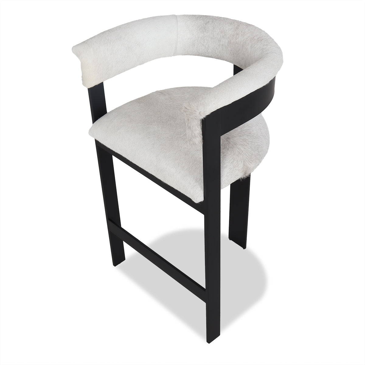 Marseille Bar and Counter Stool in Matte Black Frame and Cowhide