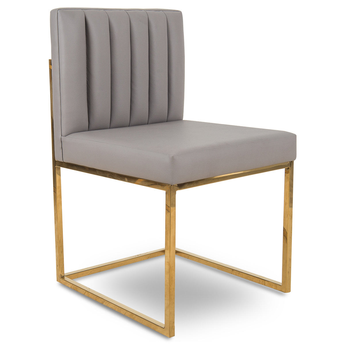 007 Dining Chair in Channel Tufted Faux Leather - ModShop1.com