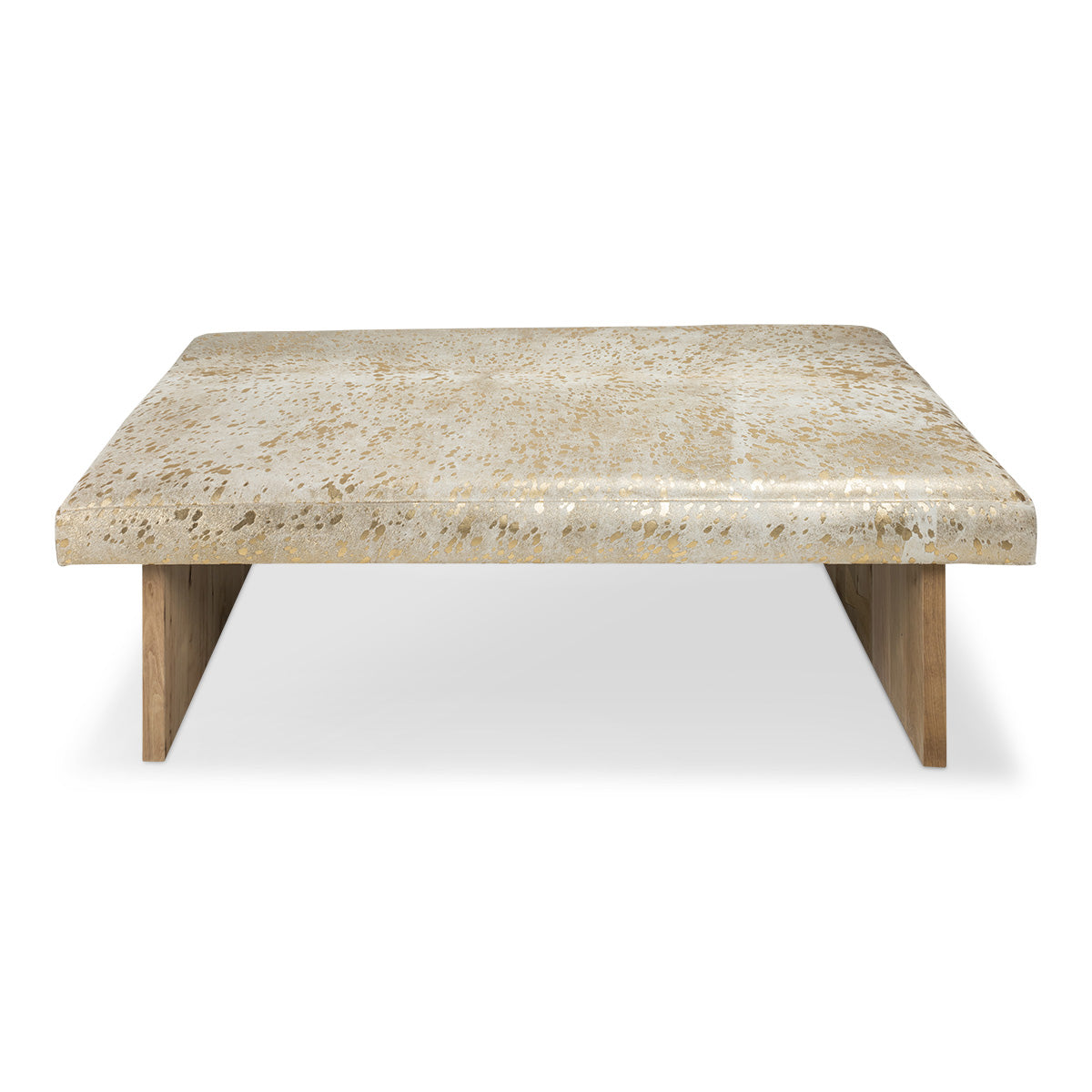 Bonanza Bench in Gold Speckled Foil with Natural Cowhide
