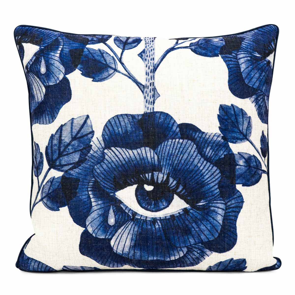 Floral Eyes Pillow in Navy Blue - ModShop1.com