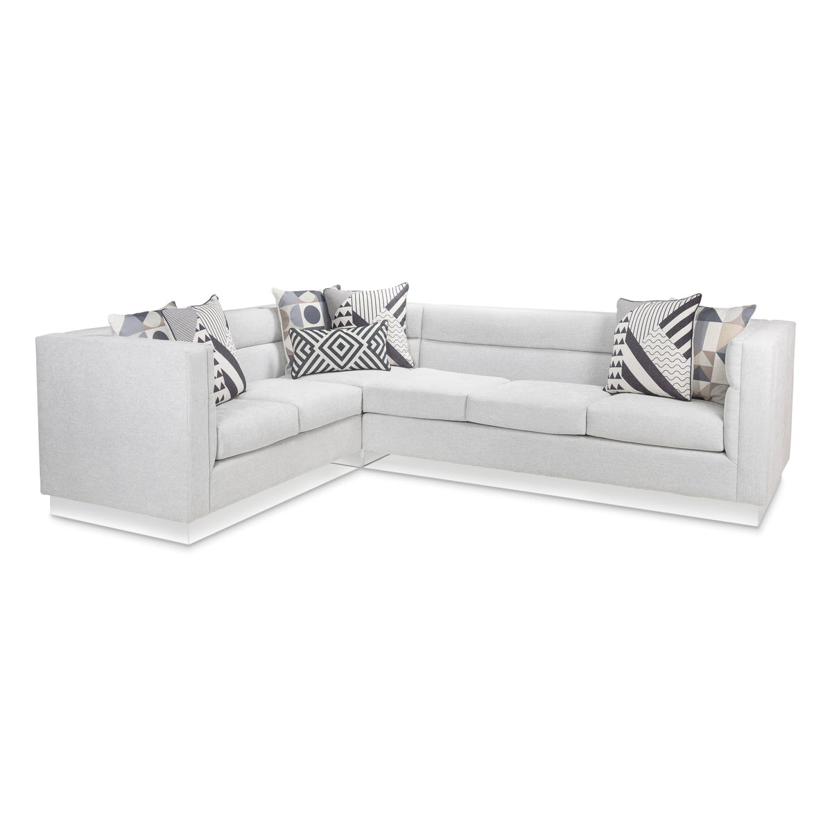 Amalfi Sectional in Linen with Polished Chrome Base