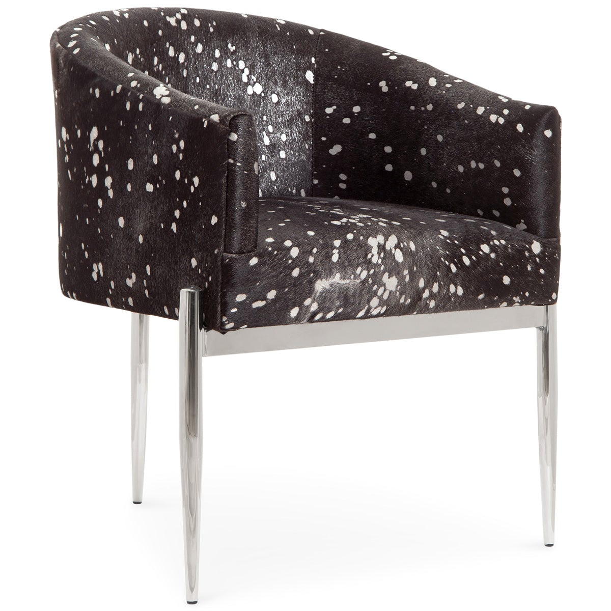Art Deco Dining Chair in Black Silver Speckled Cowhide - ModShop1.com