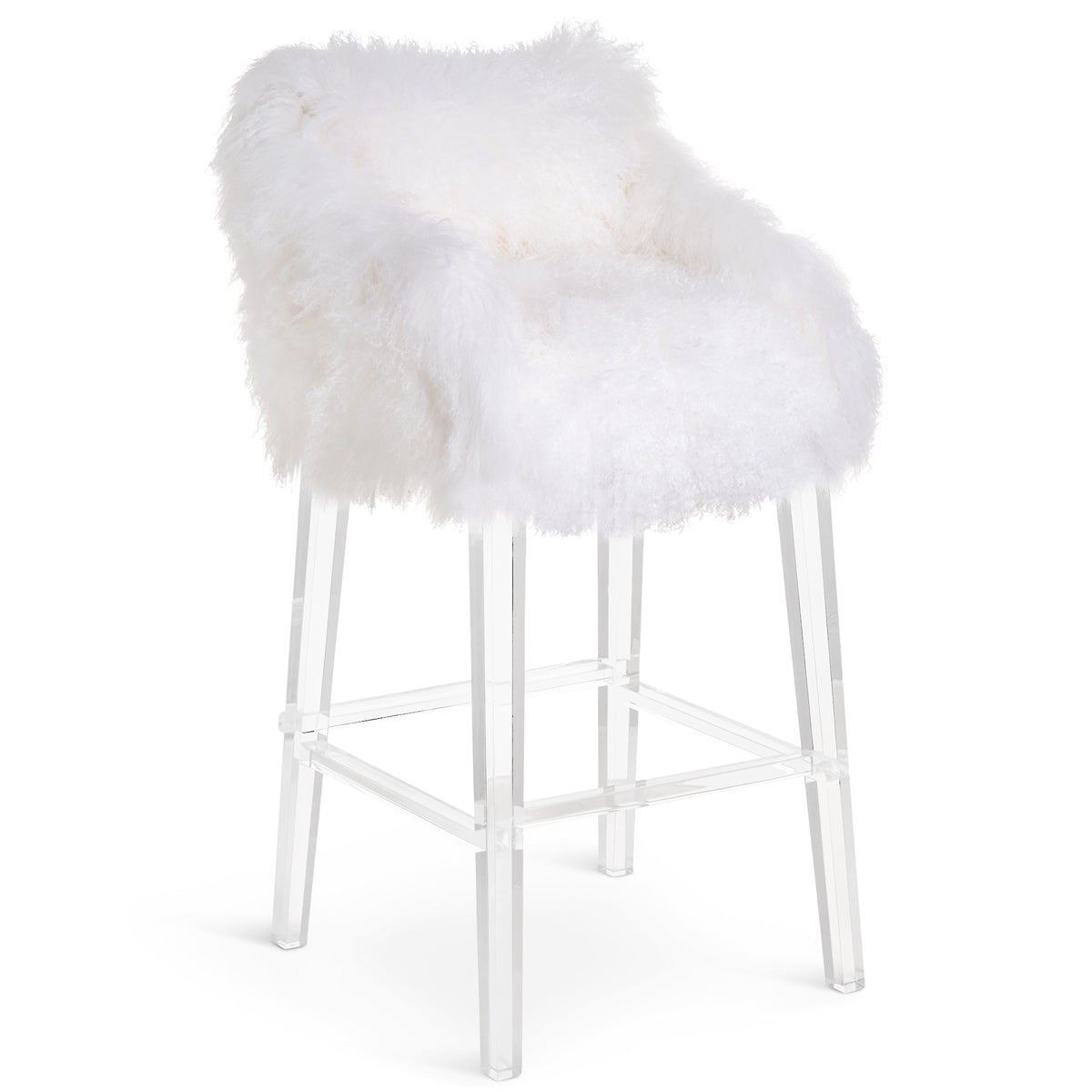 Beverly Hills Bar and Counter Stool in Mongolian Fur - ModShop1.com