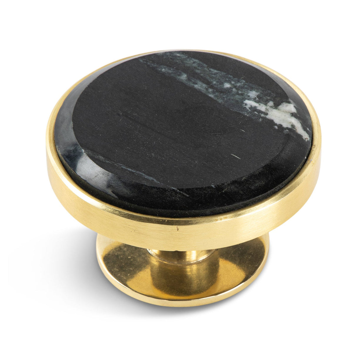 Circle Black Marble with Brass Frame