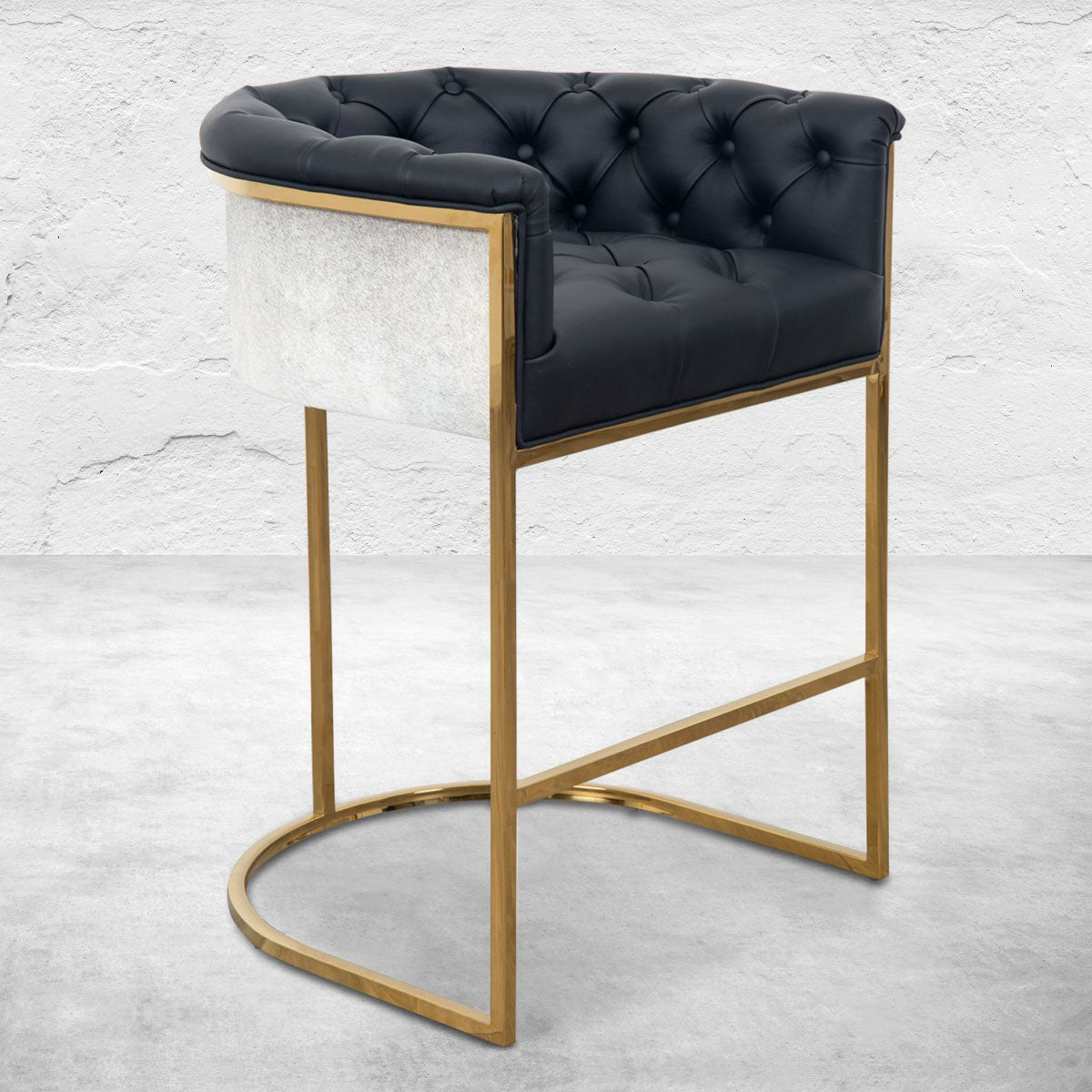Corfu Bar and Counter Stool in Faux Leather and Cowhide