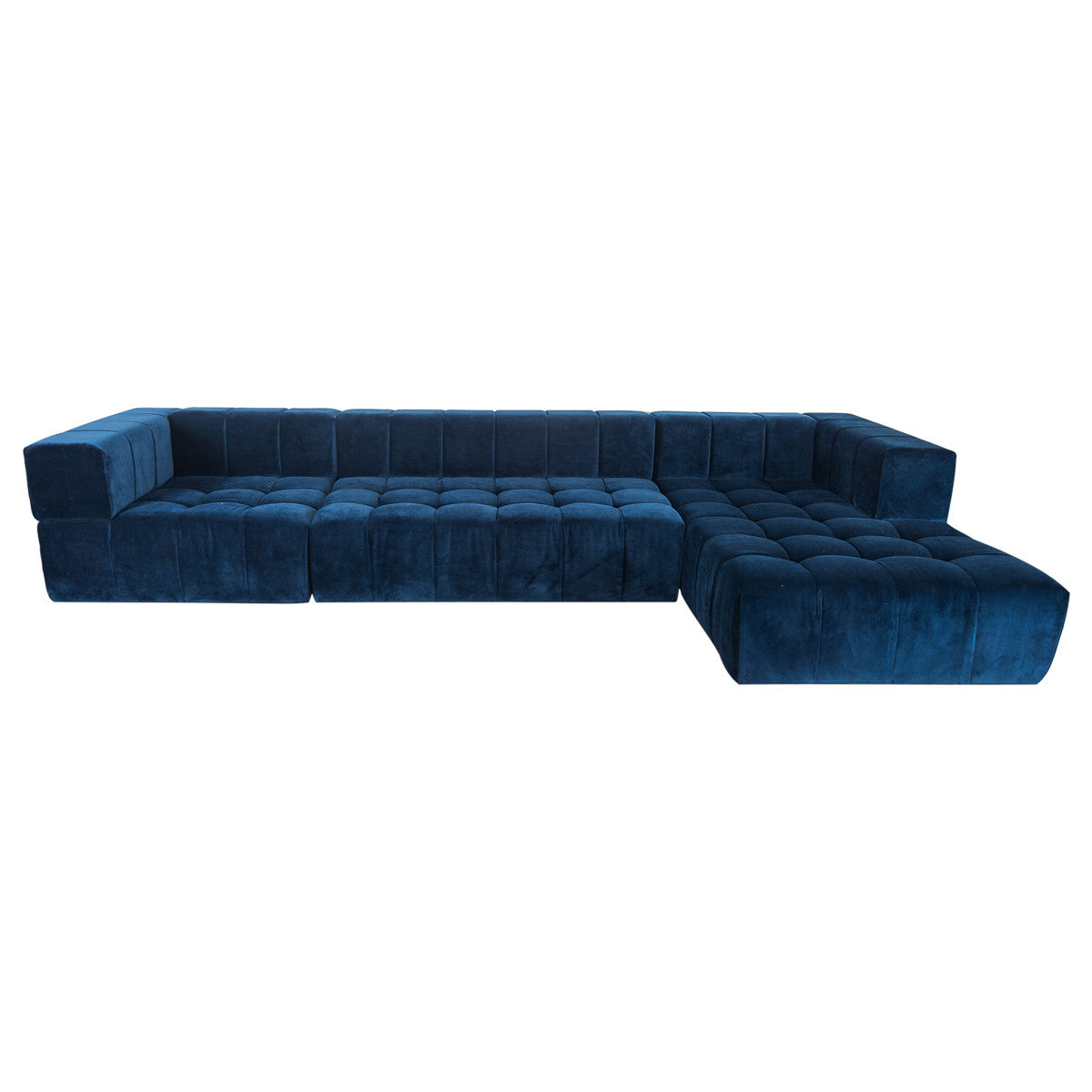 Delano Sectional with Chaise in Navy Velvet - ModShop1.com