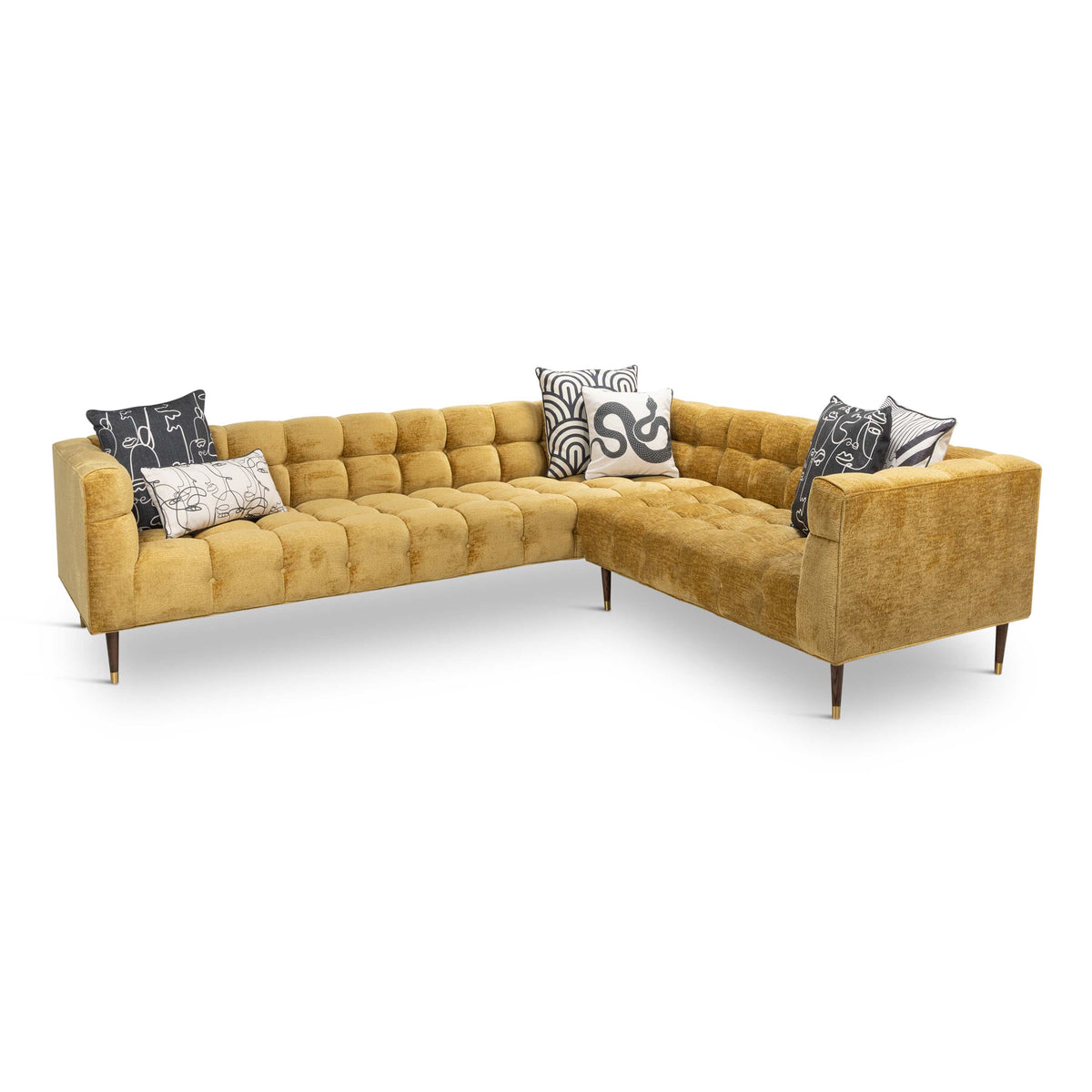 Delano Sectional in Chartreuse Hammered Velour
