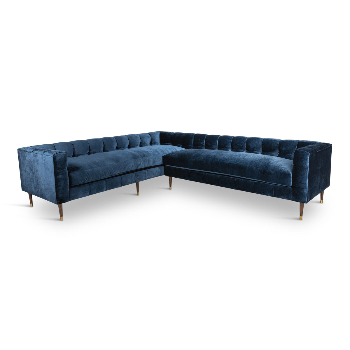 Delano Sectional in Crushed Velvet and Loose Cushions