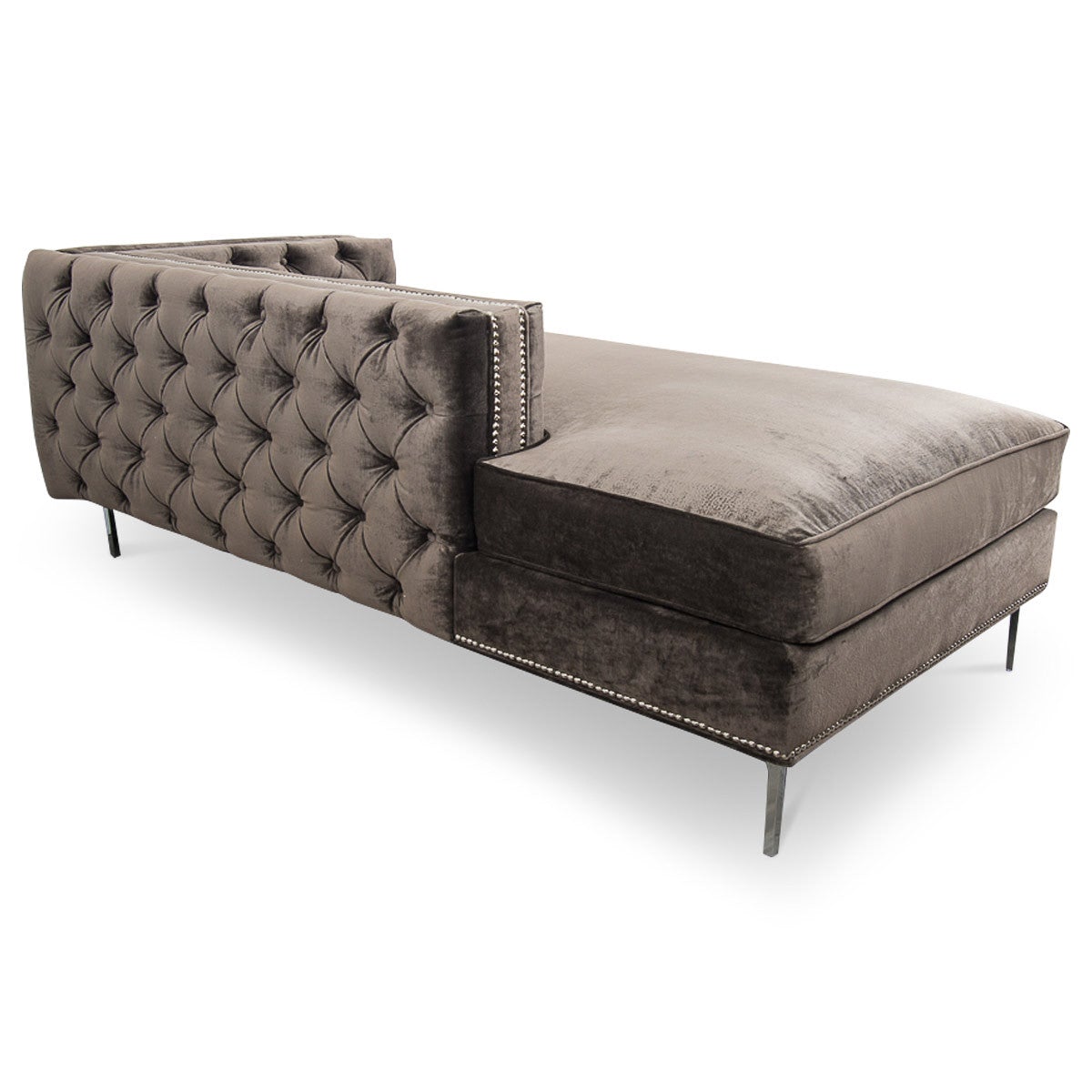 Hollywood Inside-Out Chaise in Charcoal Velvet - ModShop1.com