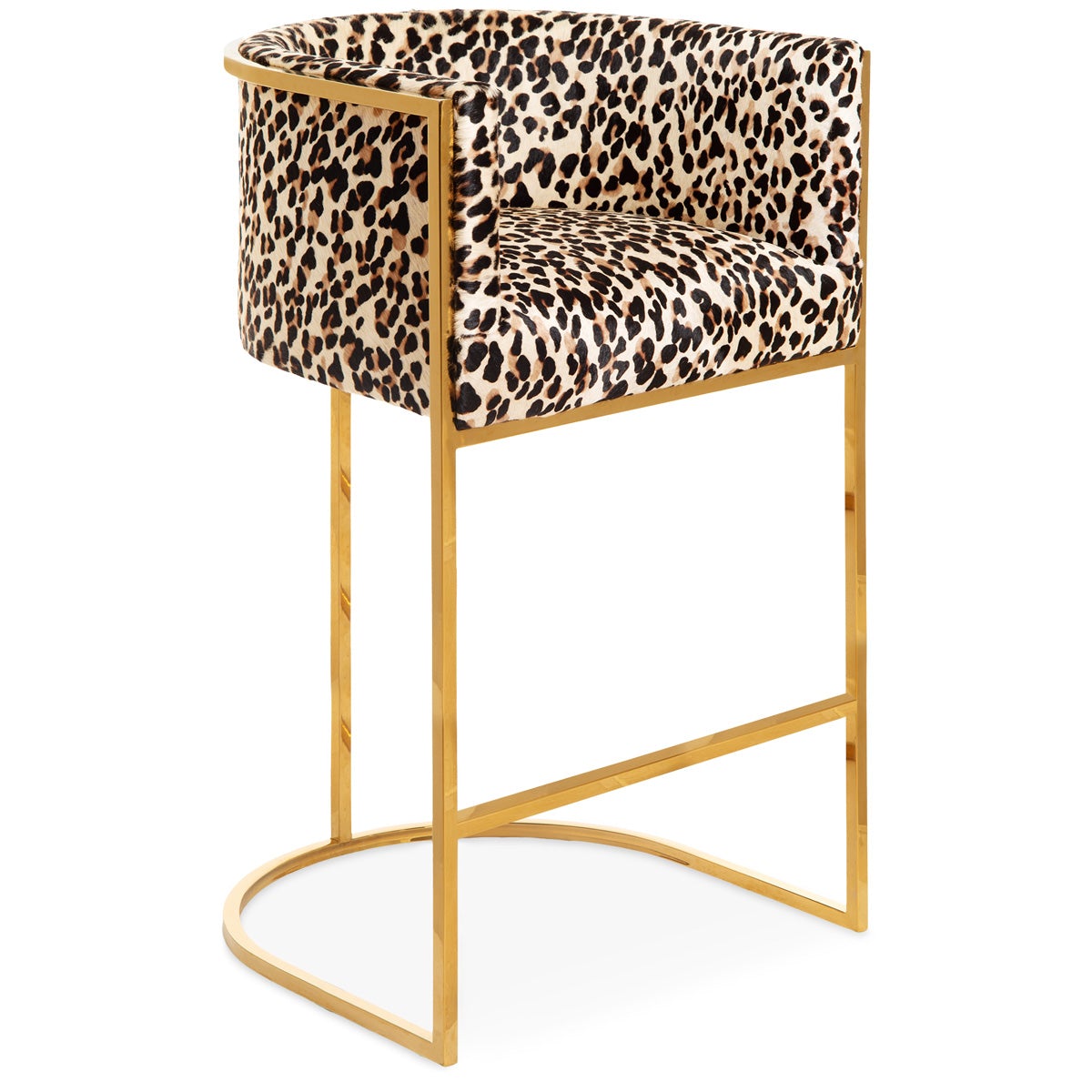 Lisbon Bar and Counter Stool in Leopard Print Cowhide - ModShop1.com
