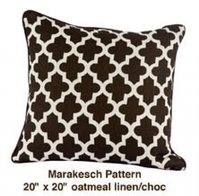 Marrakesh Pattern Oatmeal Linen / Choc - ModShop1.com