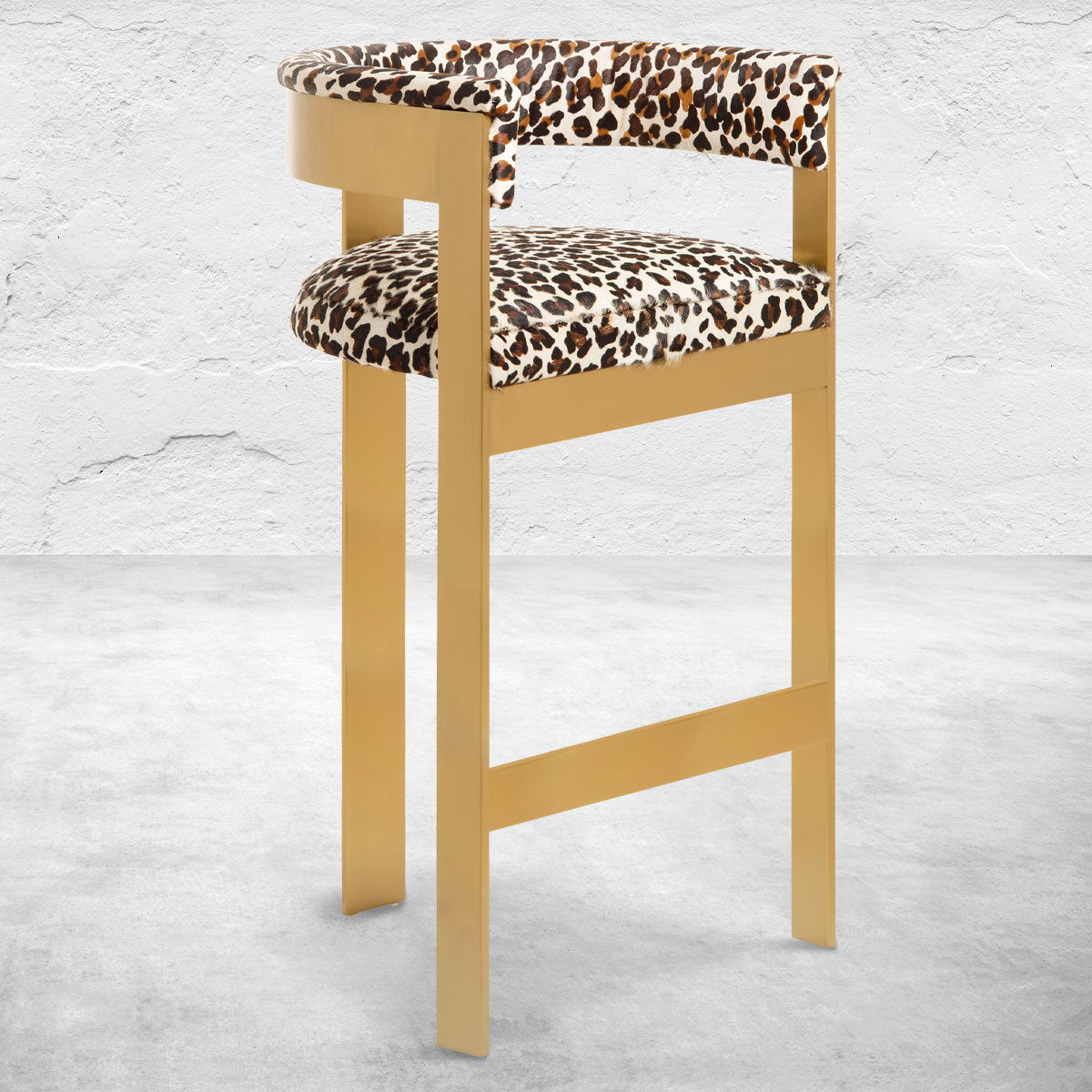 Marseille Bar and Counter Stool in Leopard Print Cowhide
