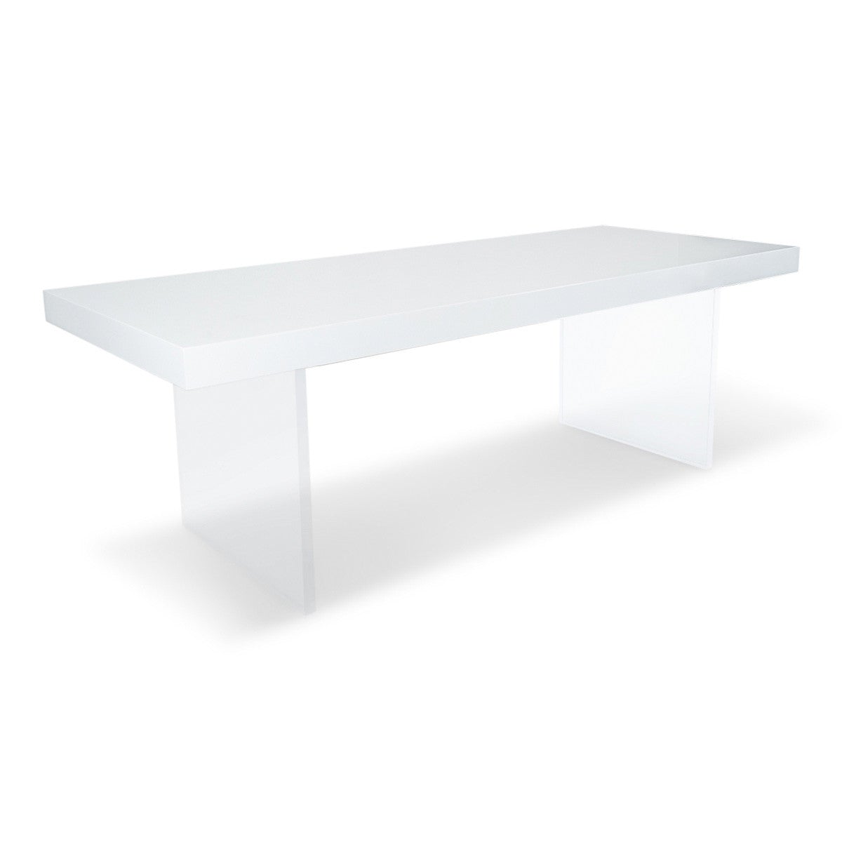 Lucite Plinth Leg Dining Table in White - ModShop1.com