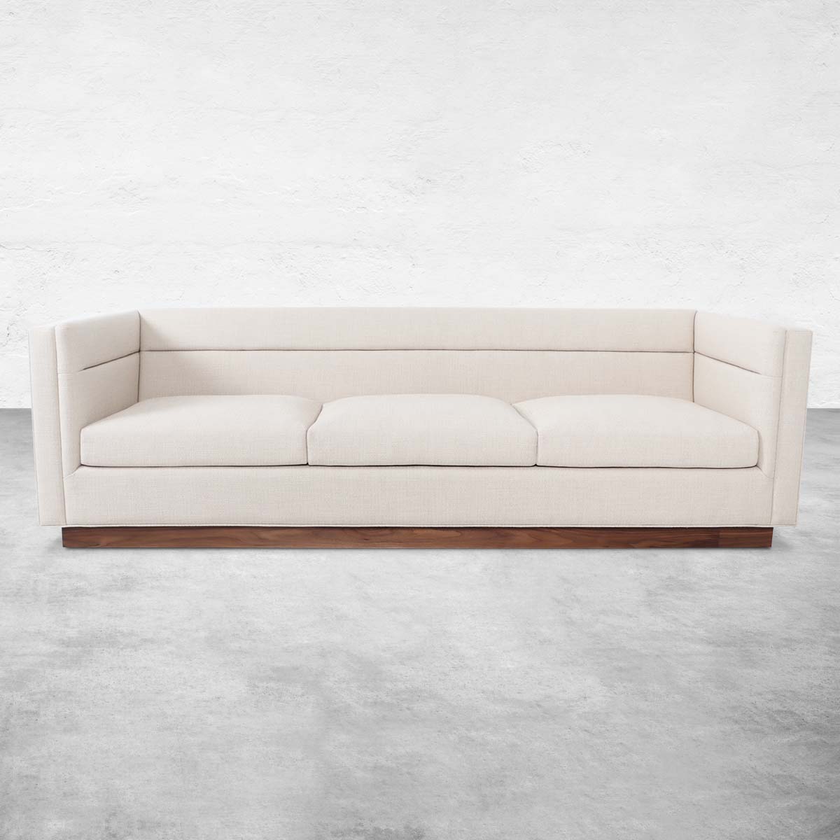 Amalfi Sofa in Linen and Walnut Base