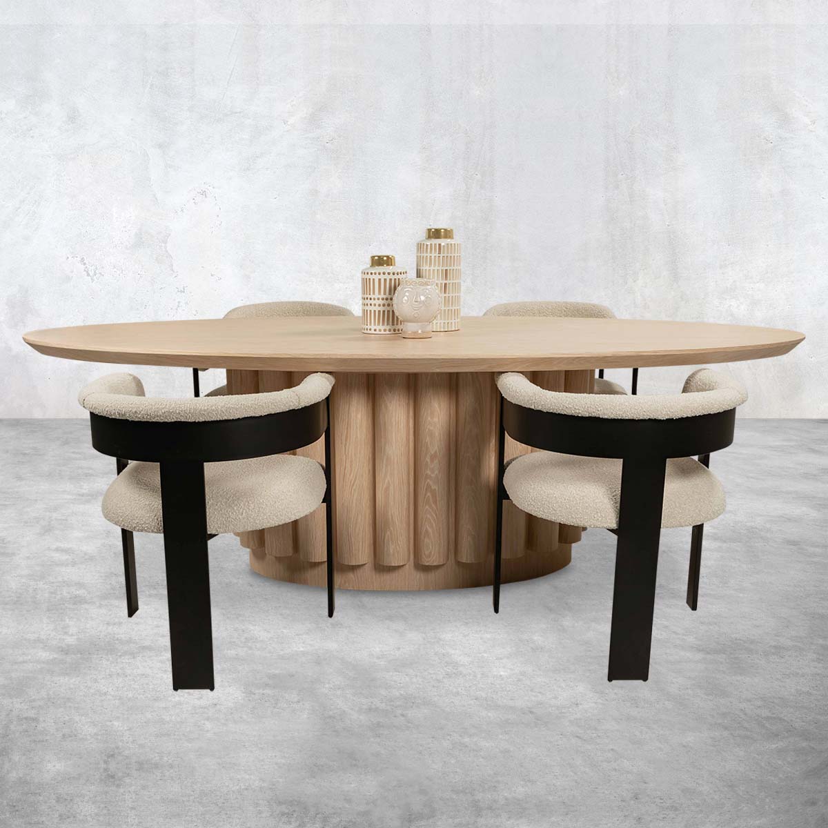 Eden Rock Oval Dining Table in White Washed Oak - ModShop