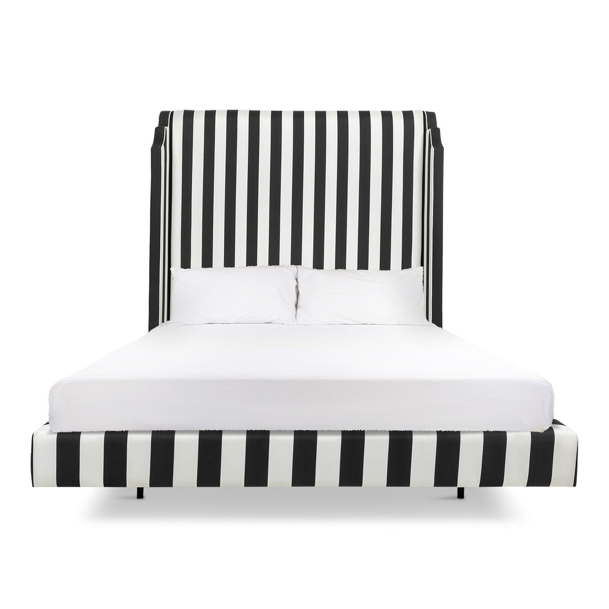 Tiffany Bed in Black and White Stripe Linen