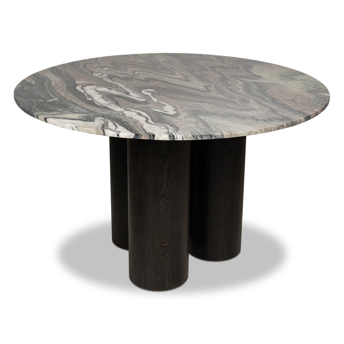 Triple Sec II Marble Dining Table in Black Oak