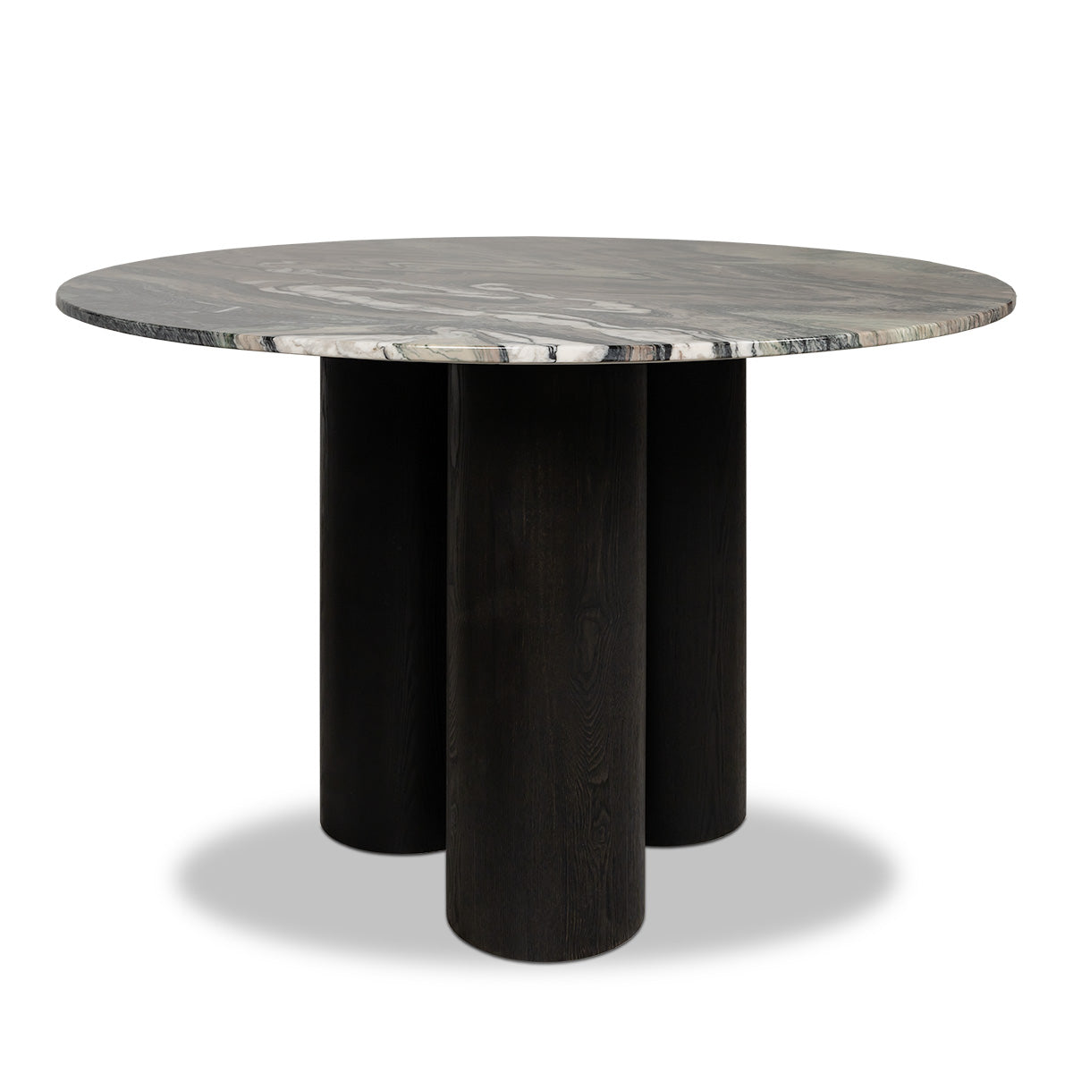 Triple Sec II Marble Dining Table in Black Oak