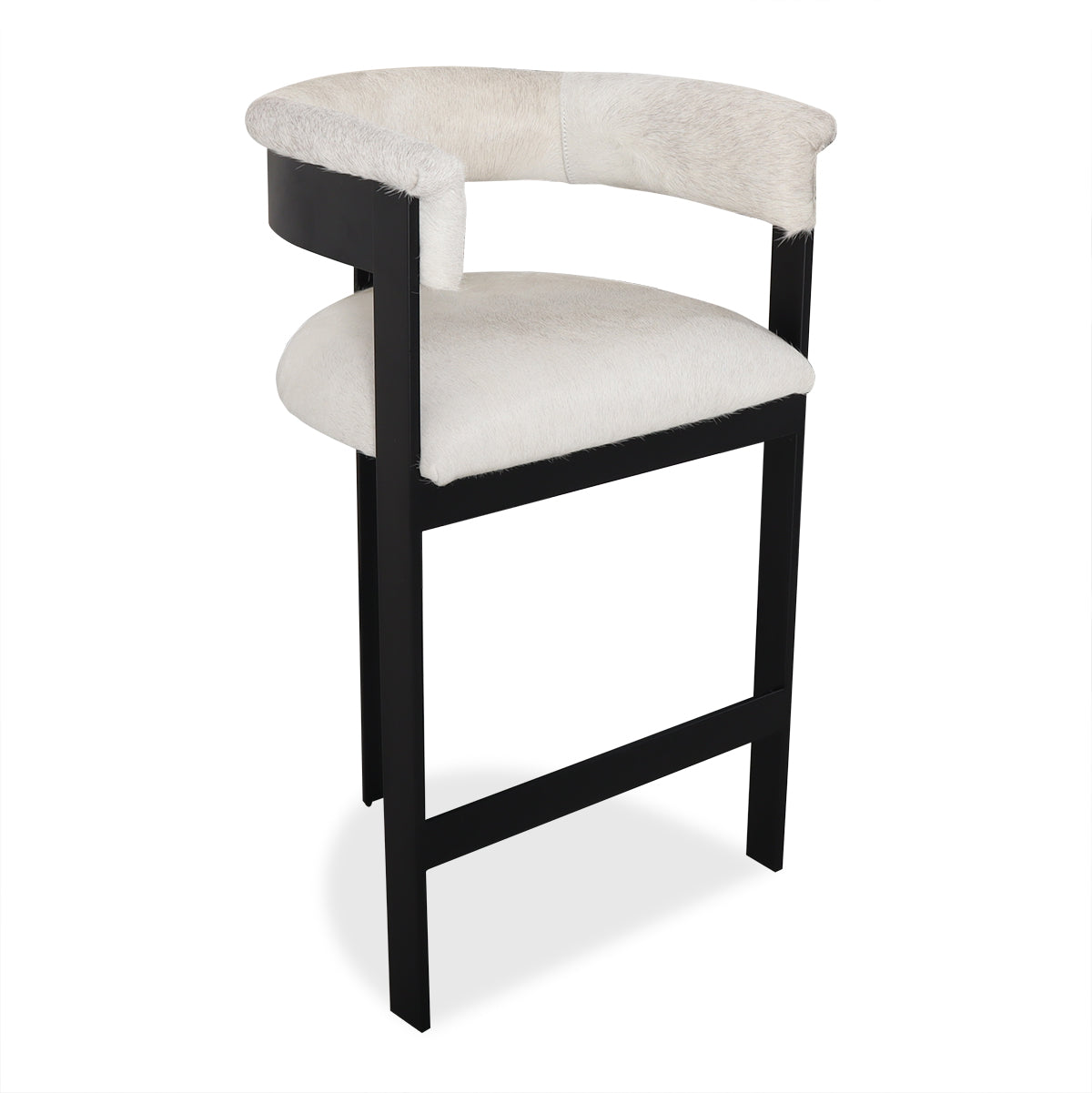 Marseille Bar and Counter Stool in Matte Black Frame and Cowhide