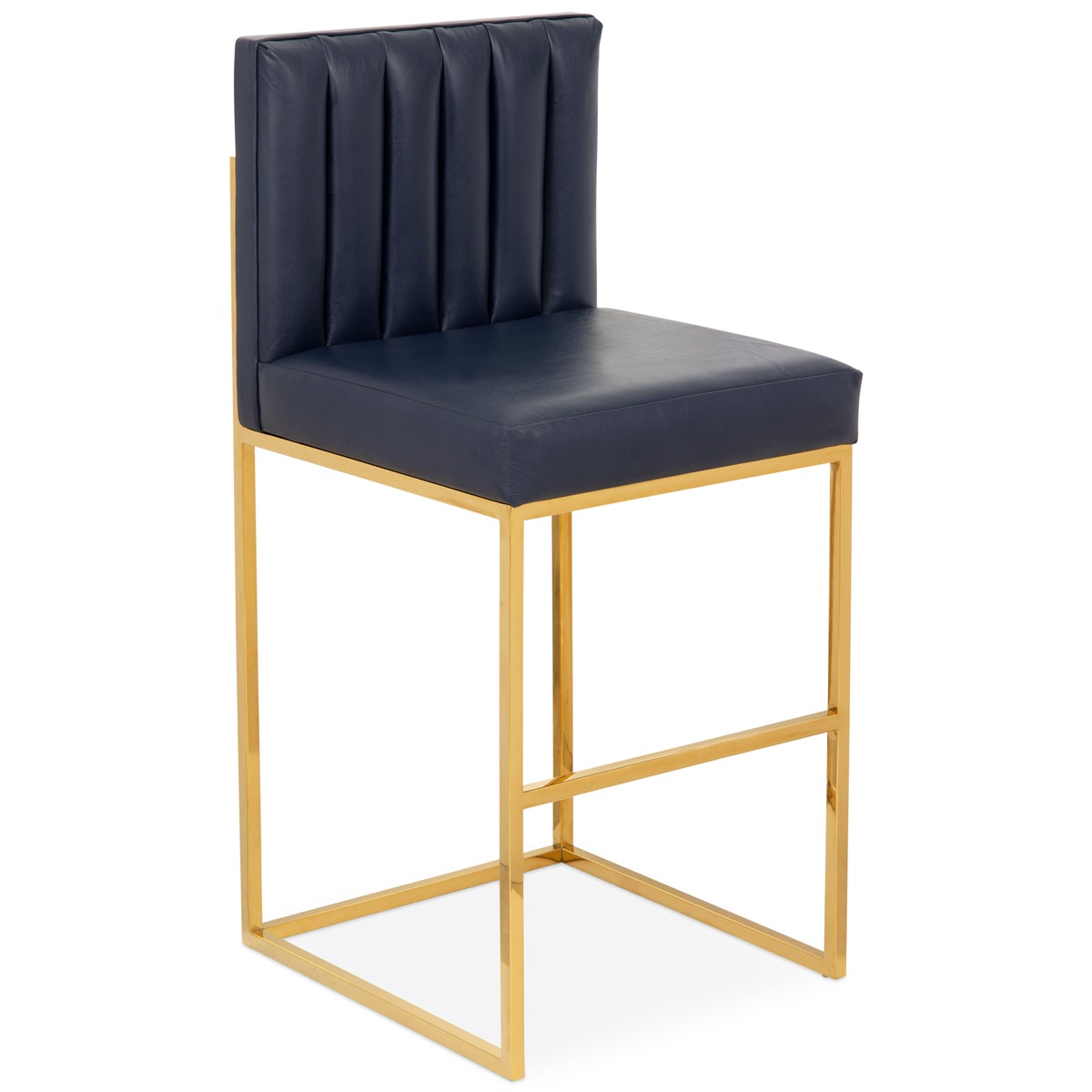 007 Bar Stool in Channel Tufted Faux Leather - ModShop1.com