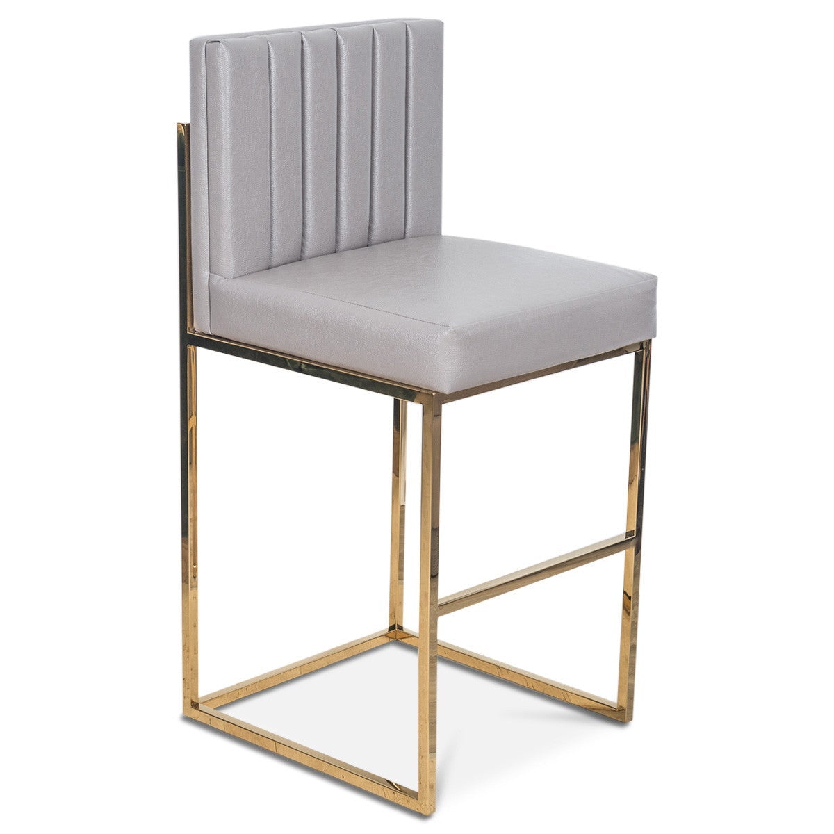 007 Bar Stool in Channel Tufted Faux Leather