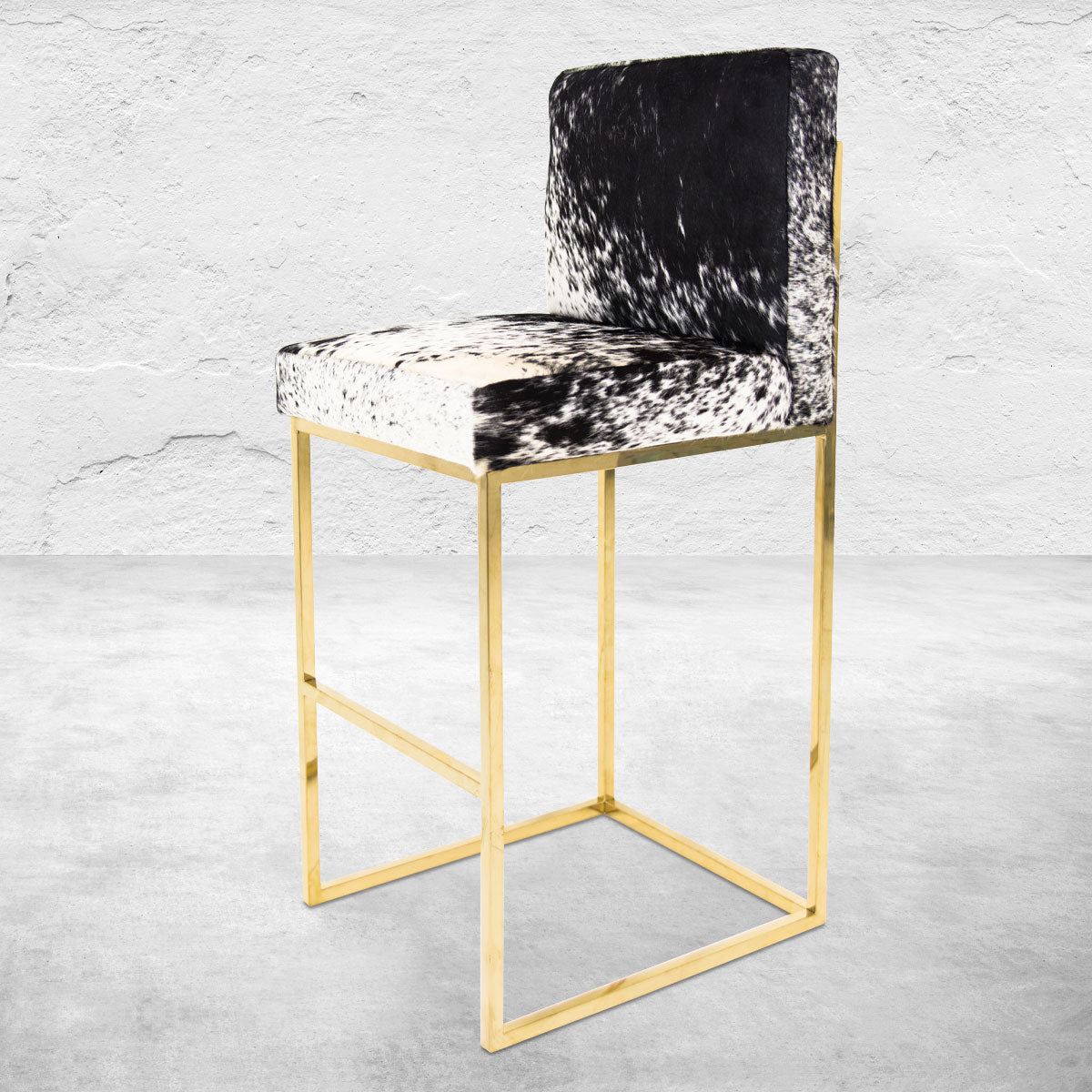 007 Bar Stool in B&amp;W Spotted Cowhide