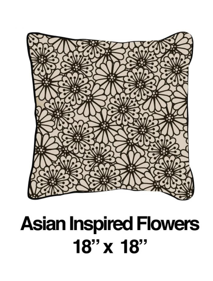 Asian Inspired Flowers Black Oatmeal - ModShop1.com