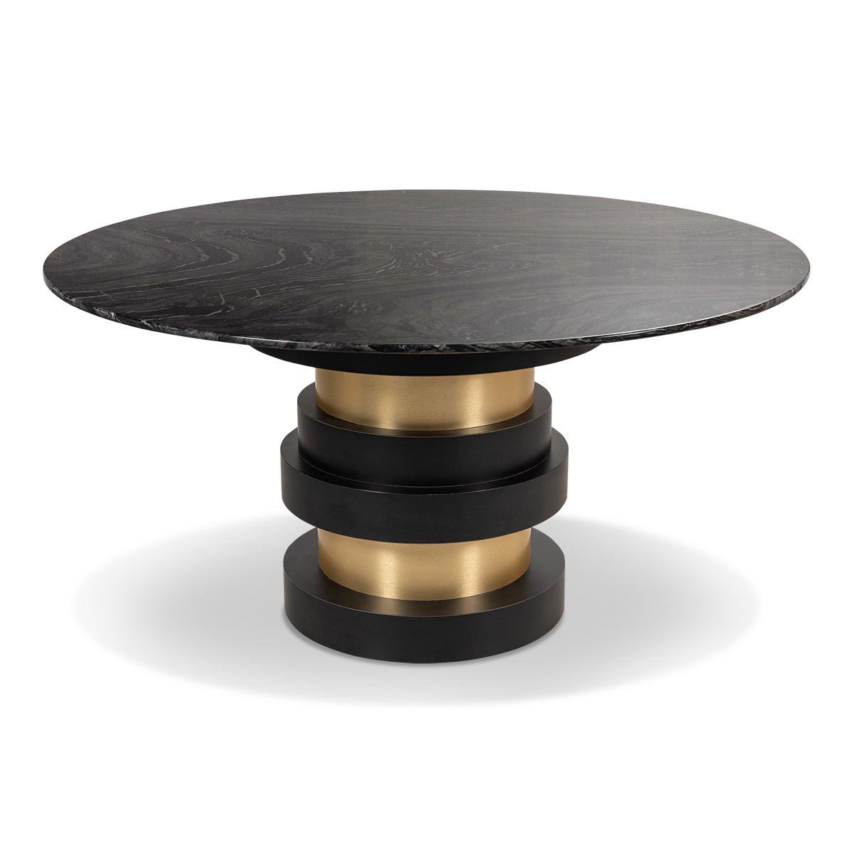 Boca Round Dining Table in Black and Brushed Brass
