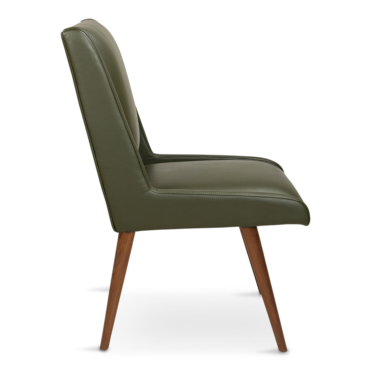 Mid Century Dining Chair in Emerald Leather