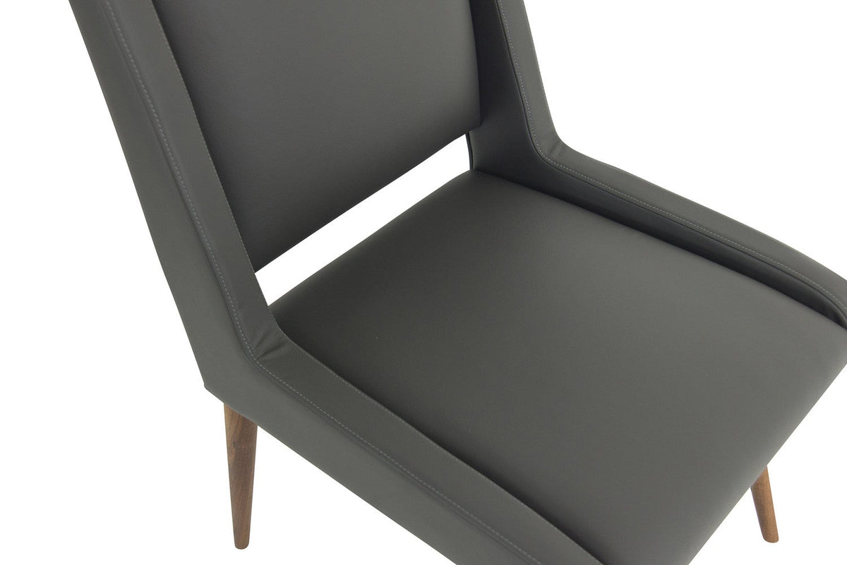 Mid Century Dining Chair in Charcoal Leather - ModShop1.com