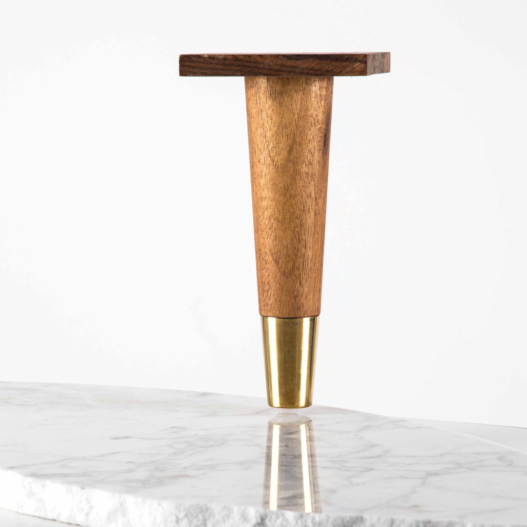 8 Oiled Walnut Cone with Brass Cap Leg (Set of 4) - ModShop