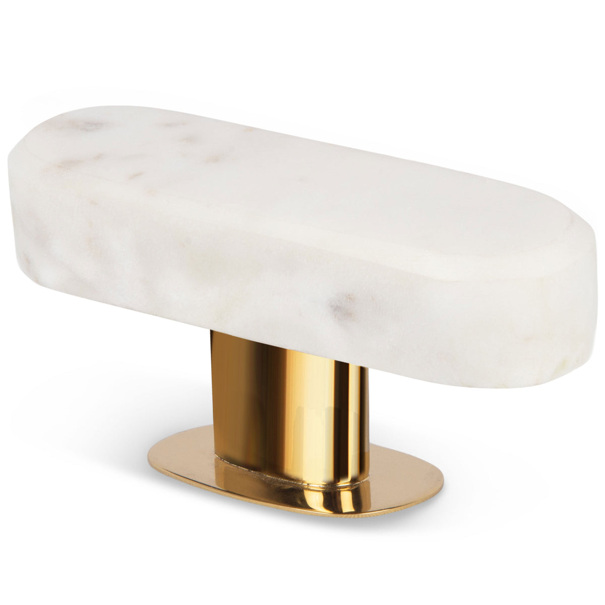 Oval White Marble Knob Pull