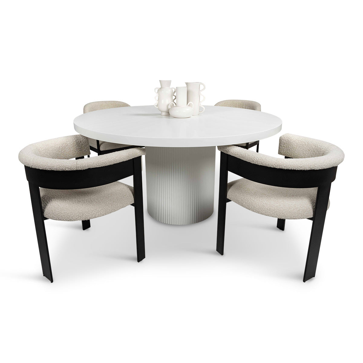 Ubud II Round Dining Table in Matte White