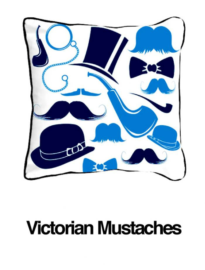 Victorian Mustaches Blue - ModShop1.com