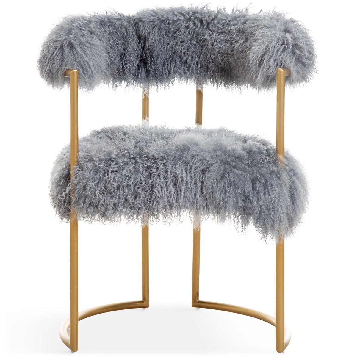 Acapulco 2 Dining Chair in Steel Mongolian Fur - ModShop1.com