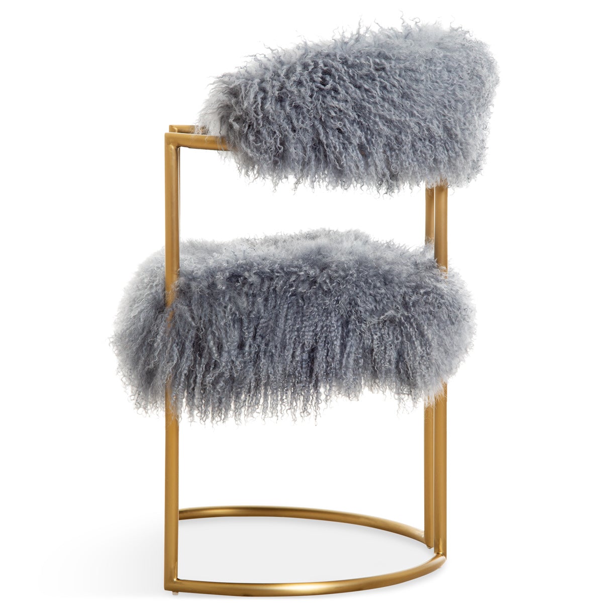 Acapulco 2 Dining Chair in Steel Mongolian Fur - ModShop1.com