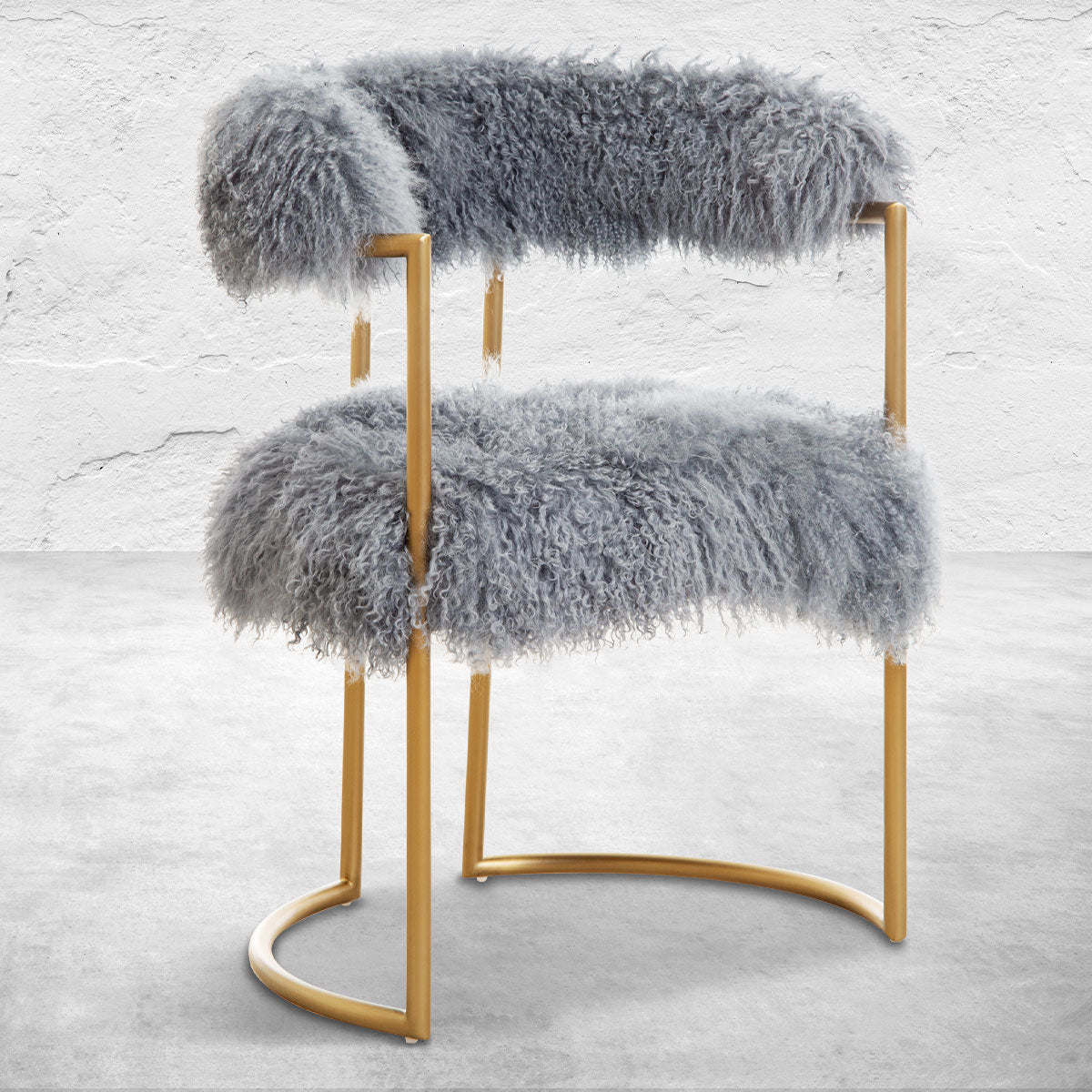 Acapulco 2 Dining Chair in Steel Mongolian Fur