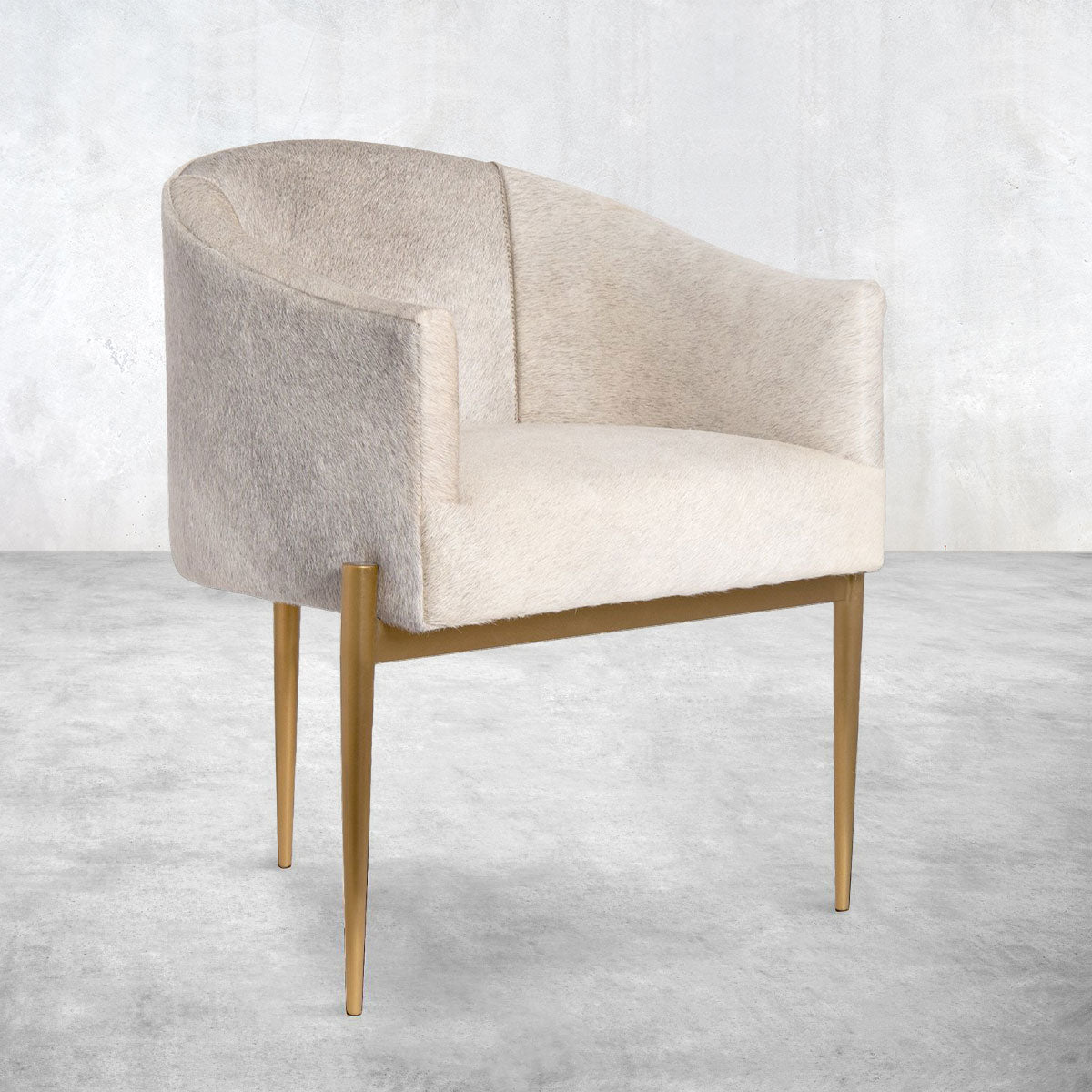 Art Deco Dining Chair in Champagne Cowhide