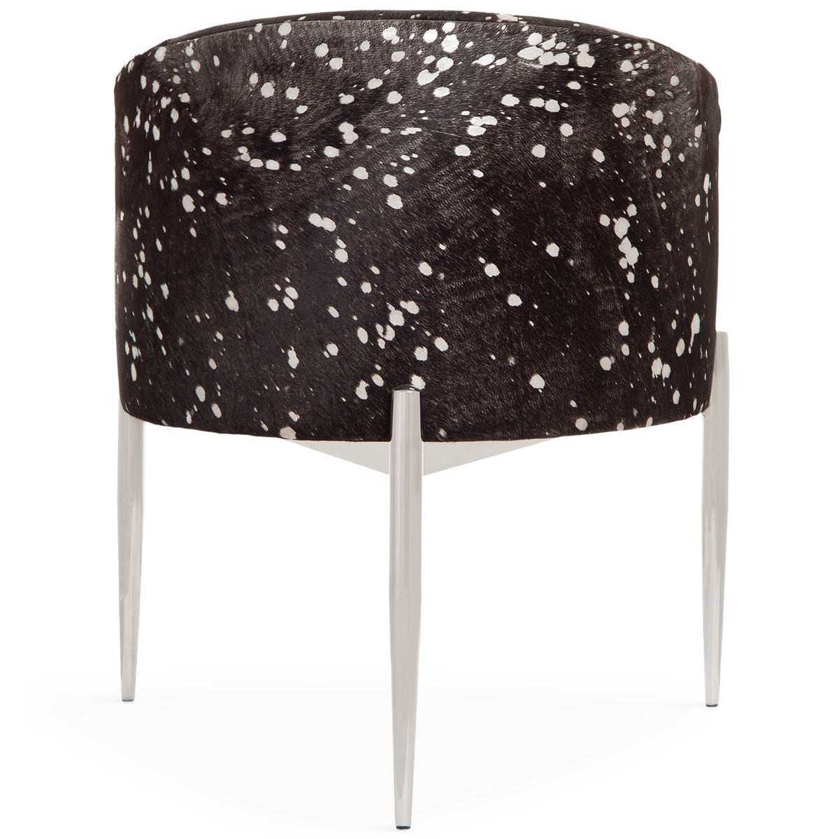 Art Deco Dining Chair in Black Silver Speckled Cowhide - ModShop1.com