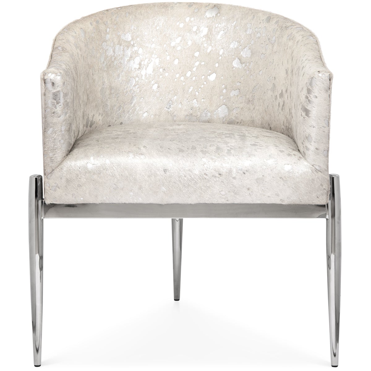 Art Deco Dining Chair in Silver Speckled Cowhide - ModShop1.com