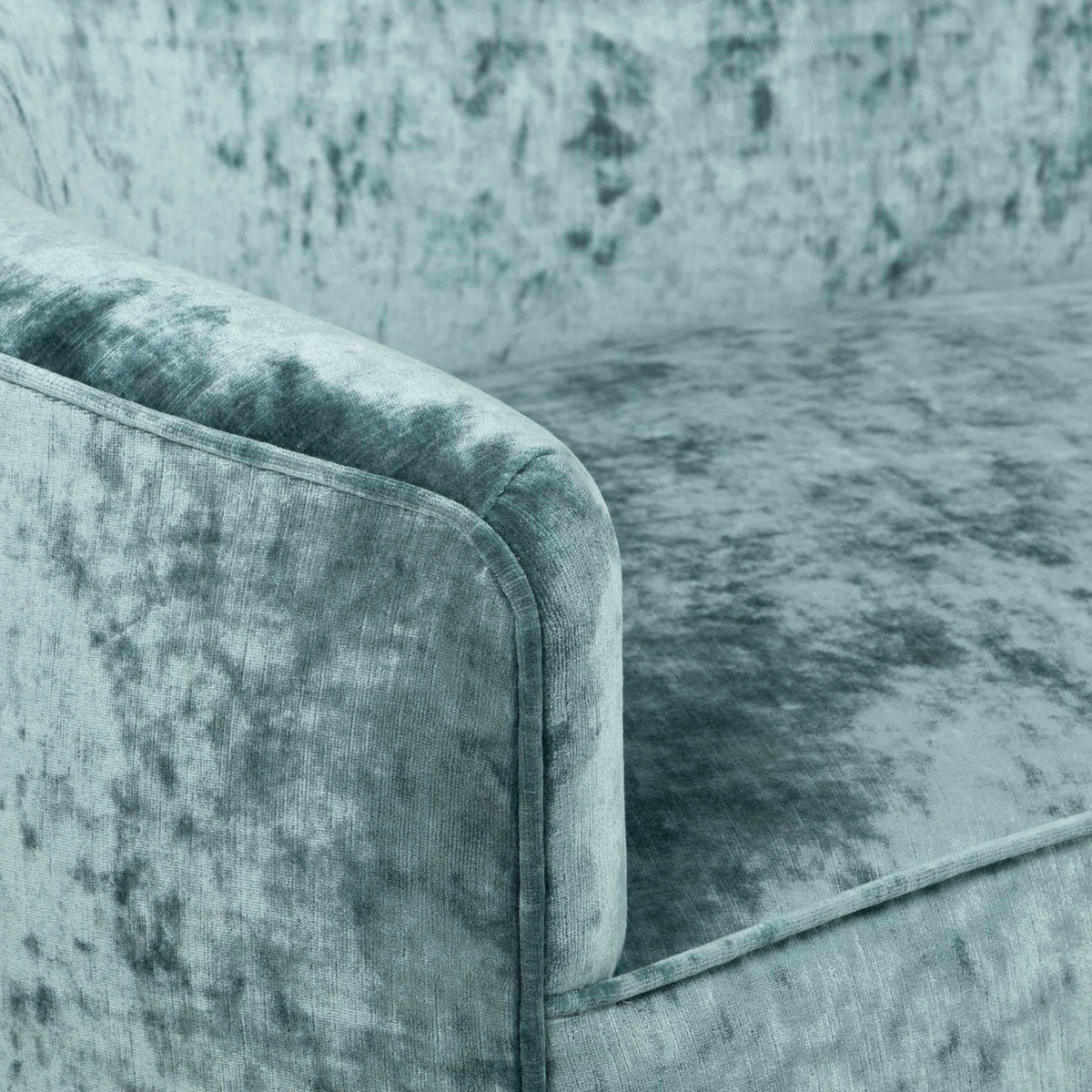 Art Deco Petite Sofa in Crushed Velvet and Round Lucite Legs