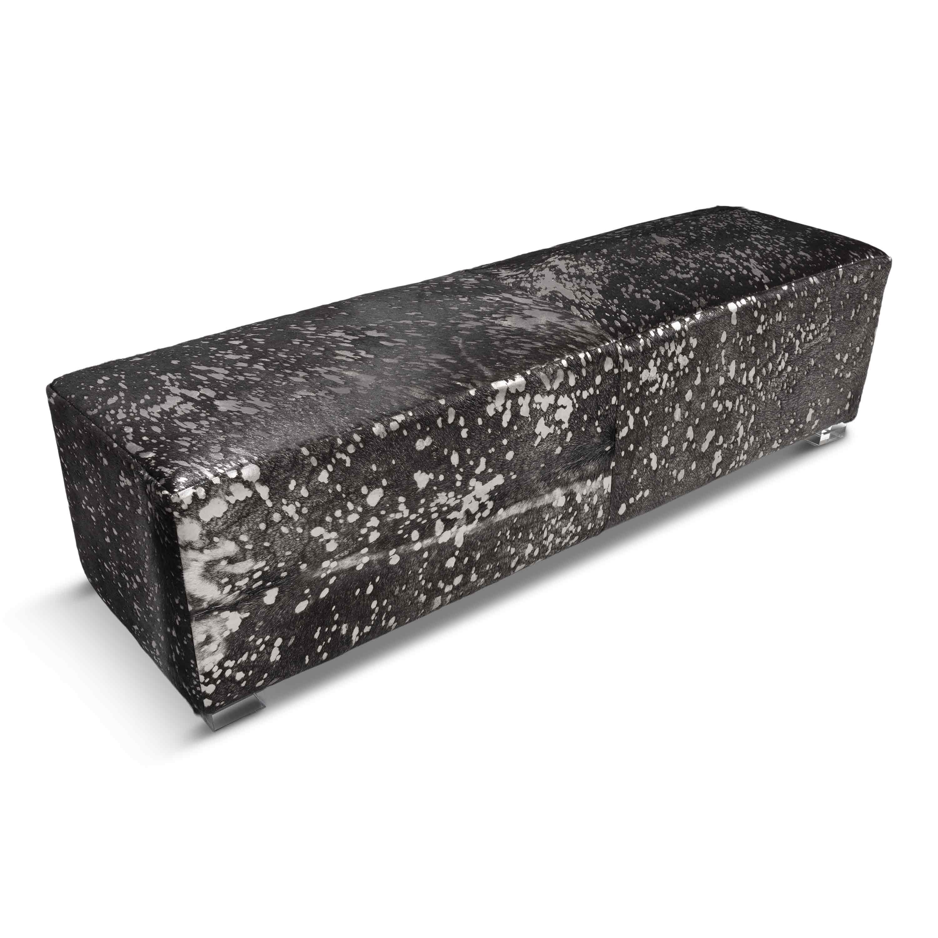 Bonanza Bench in Black Silver Speckled Cowhide - ModShop