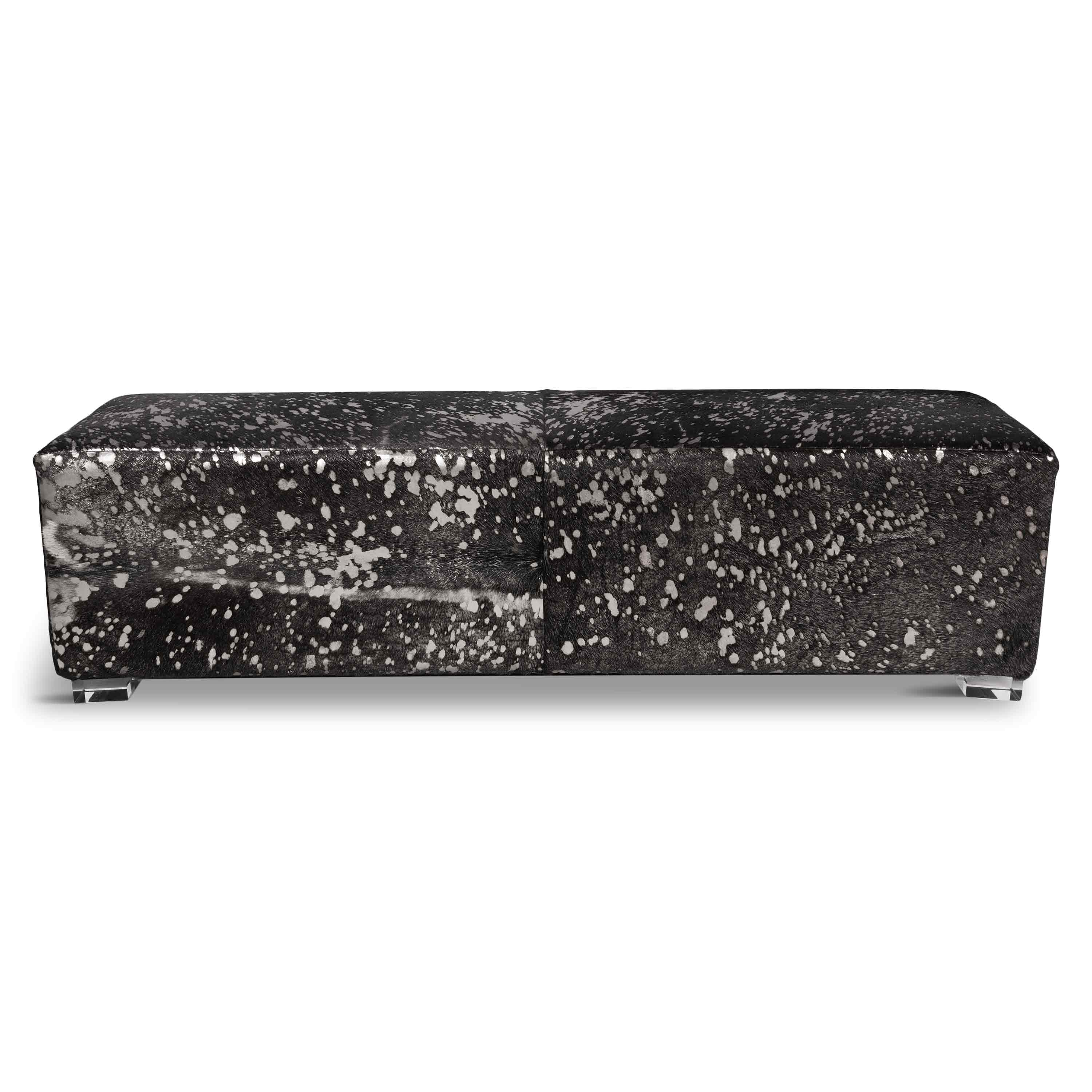Bonanza Bench in Black Silver Speckled Cowhide - ModShop