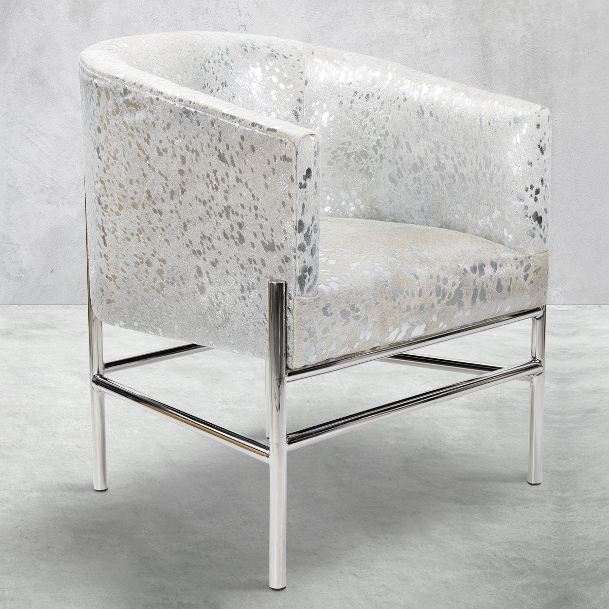 Capri Dining Chair in Silver Speckled Cowhide