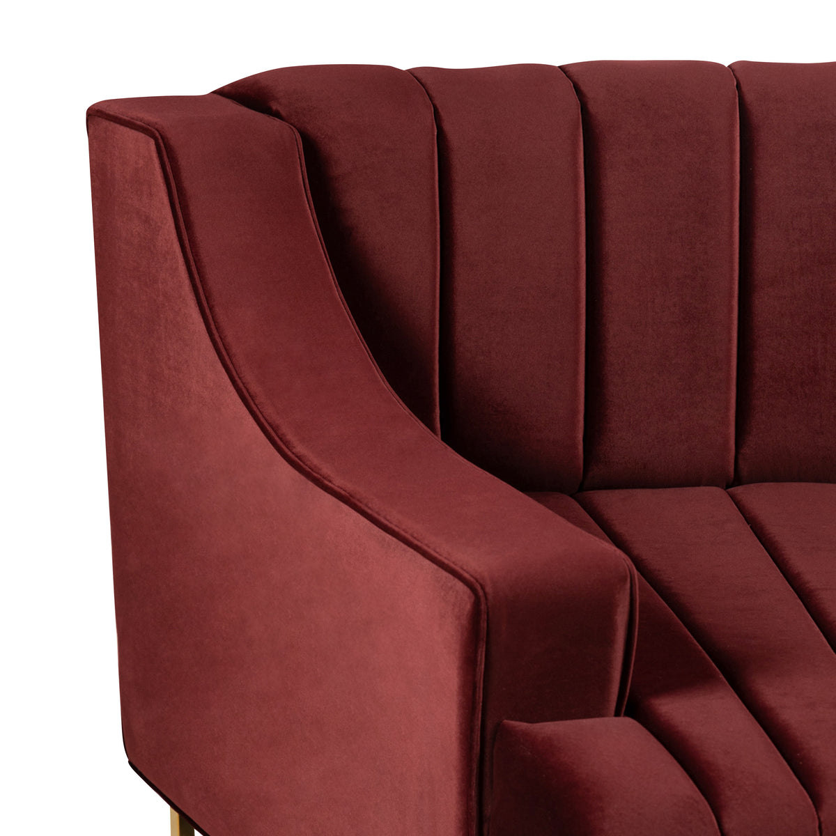 Circle Sectional in Wine Velvet with Channel Tufting