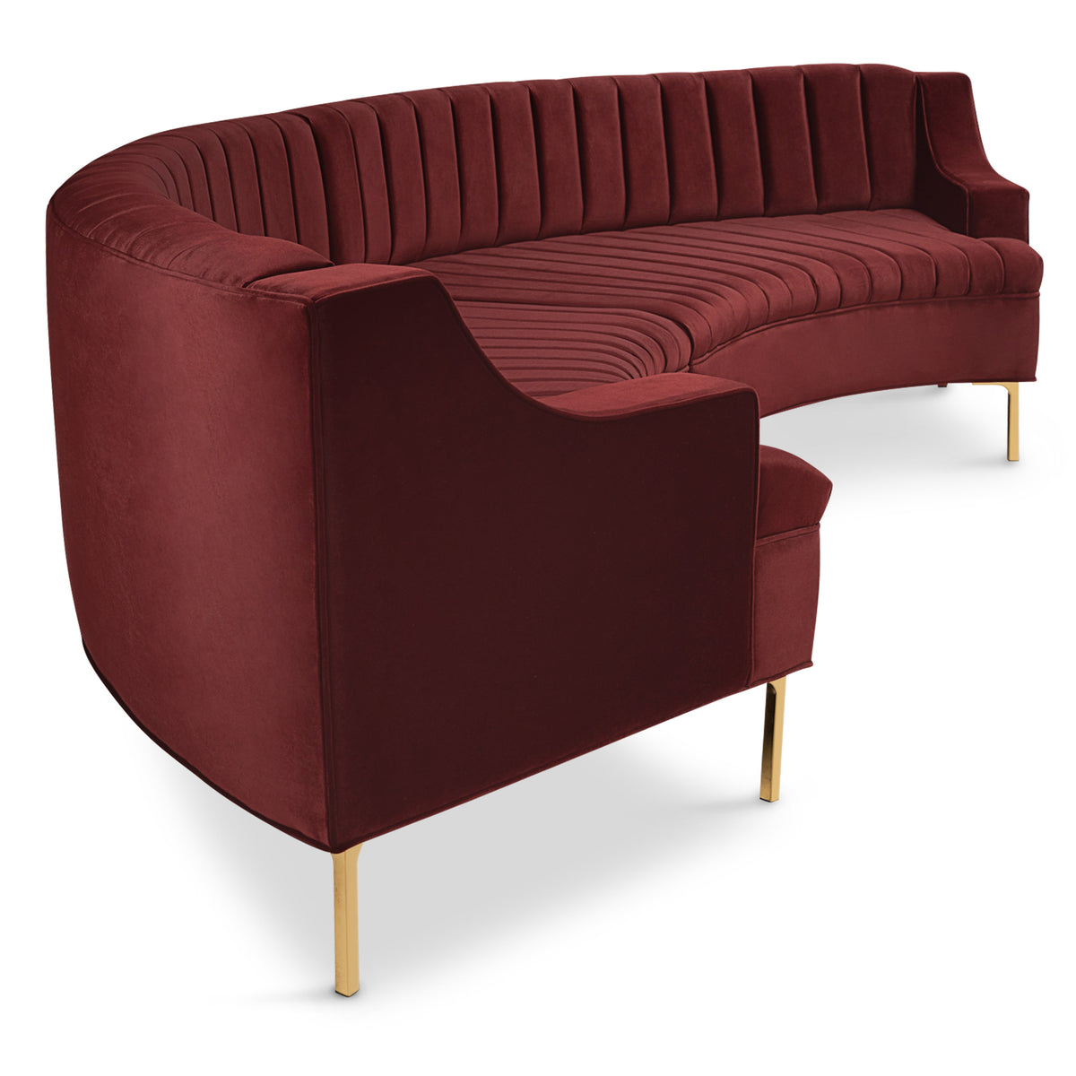 Circle Sectional in Wine Velvet with Channel Tufting