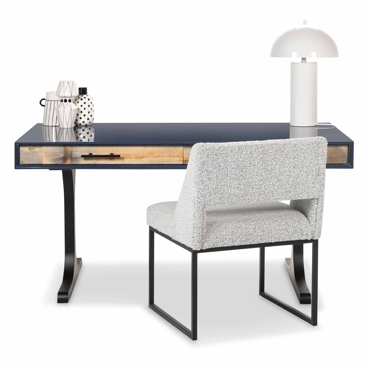 Cody 2 Desk in Navy and Black Matte T-Legs