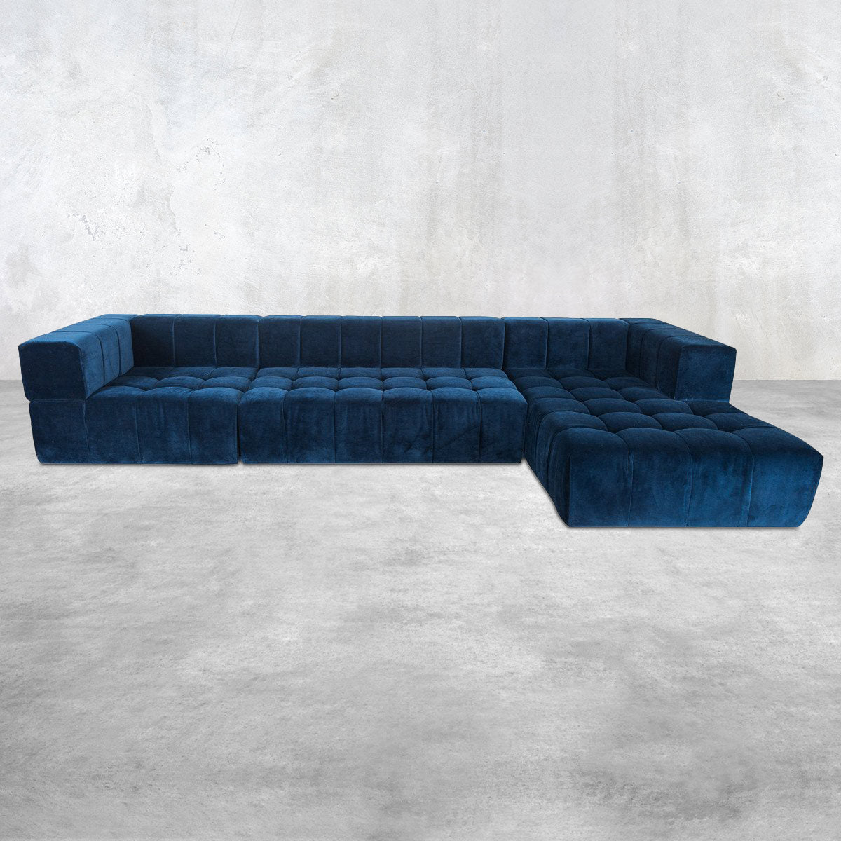 Delano Sectional with Chaise in Navy Velvet